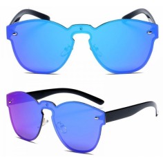 Ochelari de Soare, Zamo, Buzios Azul, Protectie UV400, Model Cateye, Rame Negre, Lentile Albastre