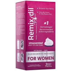 Spuma pentru Cresterea Parului, Remixidil, Minoxidil 5%, Blocant DHT si Biotina, pentru Femei, 3x 60ml