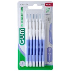 Set of 6 Interdental Brushes, GUM, Bi-Directional, for Deep Cleaning, Treated with Chlorhexidine, 0.6mm