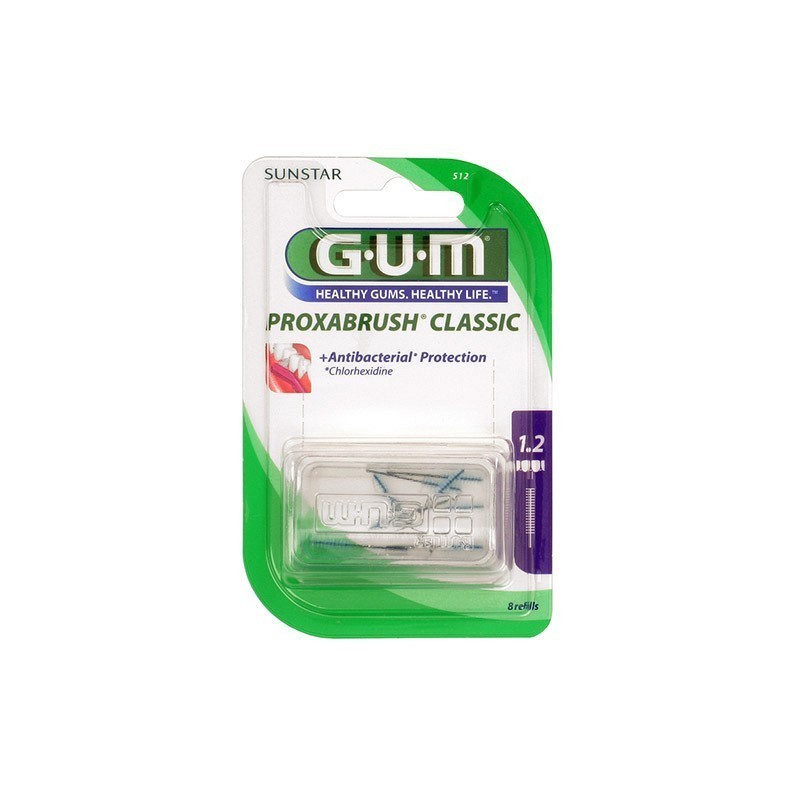 Set 8x Periute Interdentare, GUM, ProxaBrush, pentru Curatare in Profunzime, Tratate cu Clorhexidina, 1.2mm