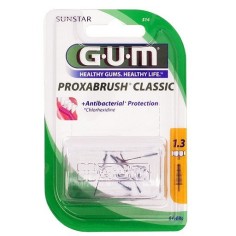 Set 8x Periute Interdentare, GUM, ProxaBrush, pentru Curatare in Profunzime, Tratate cu Clorhexidina, 1.3mm