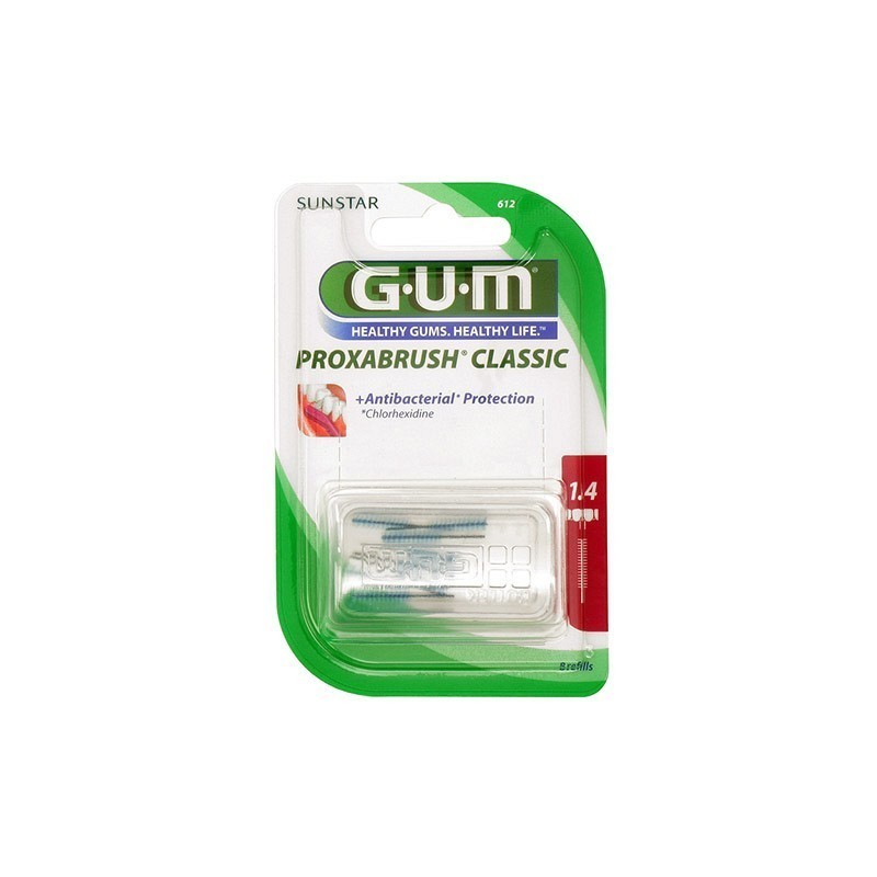 Set 8x Periute Interdentare, GUM, ProxaBrush, pentru Curatare in Profunzime, Tratate cu Clorhexidina, 1.4mm