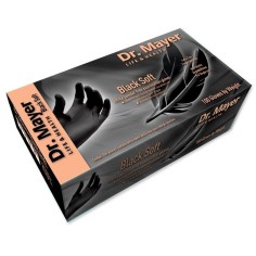 Set of 100x Disposable Gloves, Dr. Mayer, Black Soft, 100% Nitrile, Powder Free, Black Color, size L