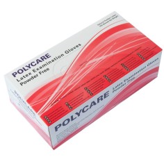 Set of 100x Disposable Gloves, Polycare, 100% Latex, Powder Free, White Color, XL size