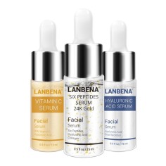 Set Seruri, Lanbena, Vitamina C, Acid Hialuronic, Peptide Colagen, Anti Imbatranire, Revitalizant, Hidratare Completa, 3x 15ml