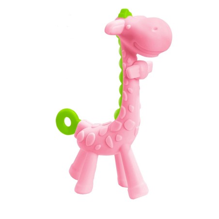 Jucarie Dentitie pentru Bebelusi, Zamo, Baby Giraffe, Educativa, pentru Dureri Gingivale, fara BPA, Material Silicon, Roz