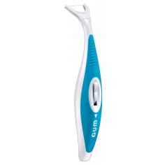 Dental Floss Dispenser, Gum, Flosbrush, Automatic, Waxed, with Mint Flavor, 250 uses, Blue