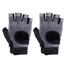 Set 2x Manusi Sport, Zamo®, pentru Activitati Interior si Exterior, Material Respirabil si Velcro, Culoare Gri, Marime L