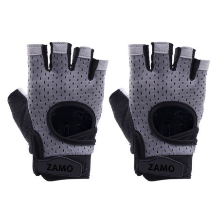 Set 2x Manusi Sport, Zamo®, pentru Activitati Interior si Exterior, Material Respirabil si Velcro, Culoare Gri, Marime L