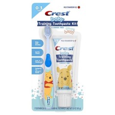 Set Pasta de Dinti si Periuta, Crest, Baby, Training Kit, pentru Obiceiuri Sanatoase de periaj, Bebelusi 0-3 Ani, Albastru, 45gr