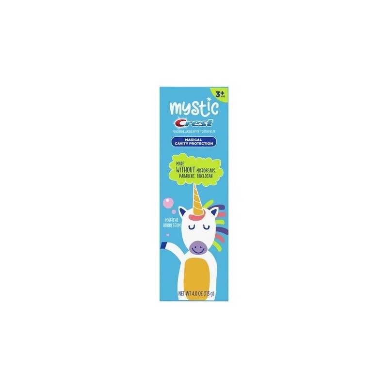 Pasta de Dinti pentru Copii, Crest, Mystic, Albirea Dintilor cu Fluor, Varsta 3+ Ani, Aroma Bubble Gum, 113gr