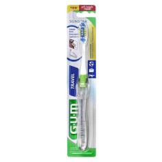 Periuta de Dinti Manuala, Gum, Travel 158, cu Peri Tratati cu Clorhexidina, Soft, Culoare Verde