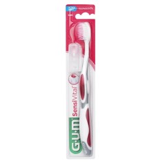 Manual Toothbrush, GUM, SensiVital 509, Deep and Gentle Brushing, Ultra-Soft, White-Red Color