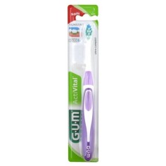 Periuta de Dinti Manuala cu Capac, GUM, Activital 585, Ultra Compact, Reduce Eficient Gingivita, Soft, Culoare Mov