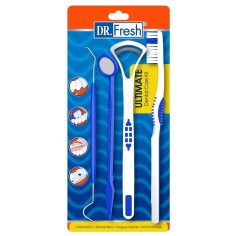 Oral Hygiene Set, Dr. Fresh, for Cleaning Teeth and Tongue, 4 Pieces, Blue color
