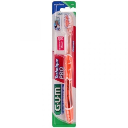 Periuta de Dinti Manuala, GUM, Technique Pro Compact 528, Periaj Profund si Delicat, Medium, Culoare Portocalie