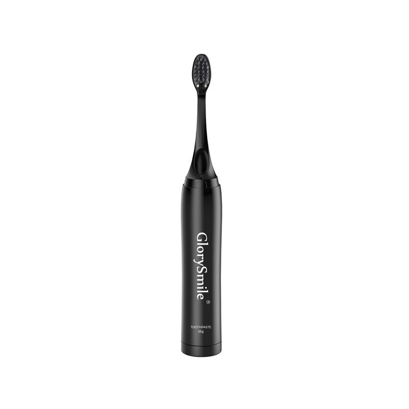 Periuta de Dinti cu Pasta 2-in-1, Glory Smile, Pentru Calatorii, Aroma Menta, cu Carbune Activ, Fara Fluor, Neagra, 55gr