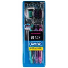 Set 3x Periute de Dinti, Oral-B, Allrounder Black, cu Carbune Activ, Albeste Dintii in Mod Natural, Medium