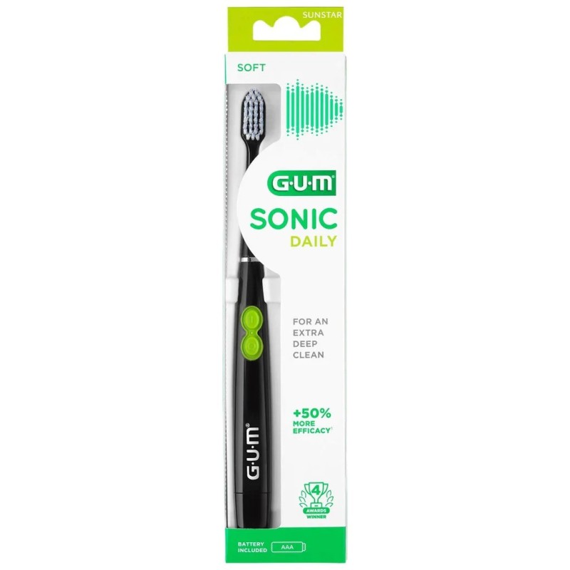 Periuta de Dinti Electrica, GUM, Sonic Daily, Curatare Eficienta prin 12.000 VIbratii, Culoare Neagra