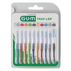 Set of 10 Interdental Brushes, GUM, Trav-Ler, Effective Cleaning in Various Sizes