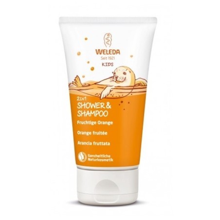 Gel de Dus si Sampon 2 in 1, Weleda, Kids, cu Ulei de Susan pentru Hidratare, Aroma Portocale, 150ml