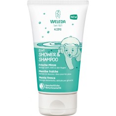 Gel de Dus si Sampon 2 in 1, Weleda, Kids, cu Ulei de Susan pentru Hidratare, Aroma Menta, 150ml