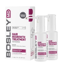Solutie pentru Cresterea Parului, Bosley MD, Minoxidil 2%, cu Pulverizator, 2x 60ml