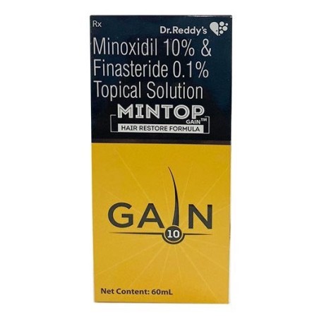 Solutie, Dr. Reddy's, Gain 10, impotriva Caderii Parului, Minoxidil 10% si Finasteride 0.1%, Pipeta si Pulverizator, 60ml