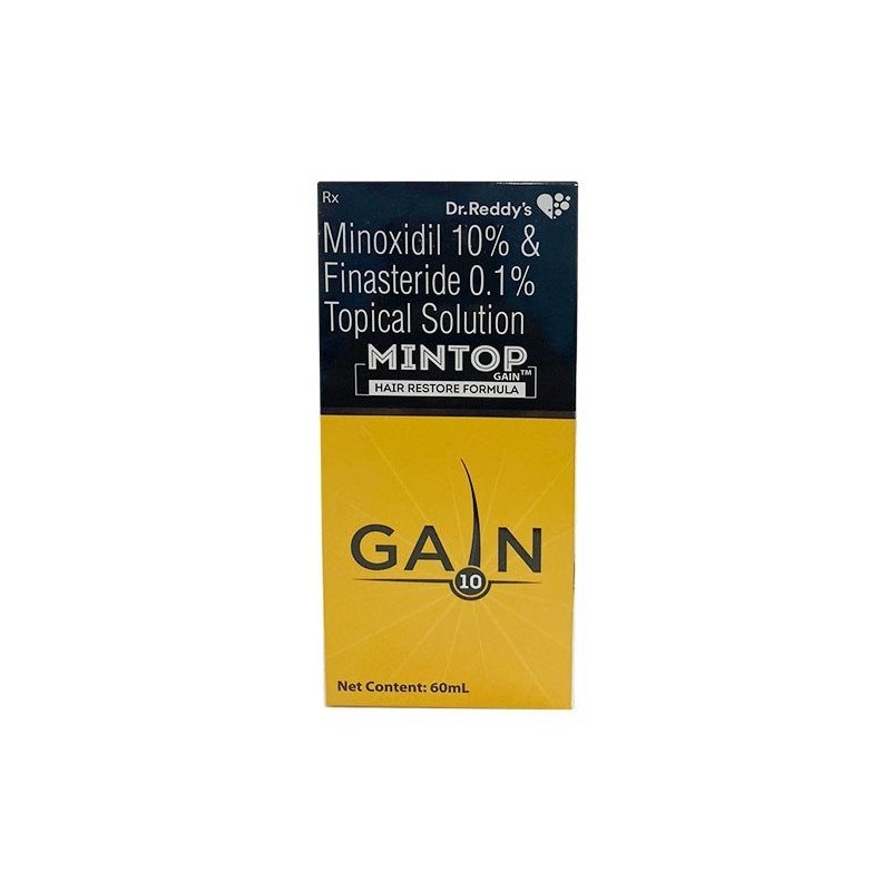 Solutie, Dr. Reddy\'s, Gain 10, impotriva Caderii Parului, Minoxidil 10% si Finasteride 0.1%, Pipeta si Pulverizator, 60ml