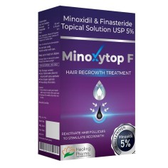 Solutie, Healing Pharma, Minoxytop F, impotriva Caderii Parului, Minoxidil 5% si Finasteride 0.1%, Pipeta si Pulverizator, 60ml