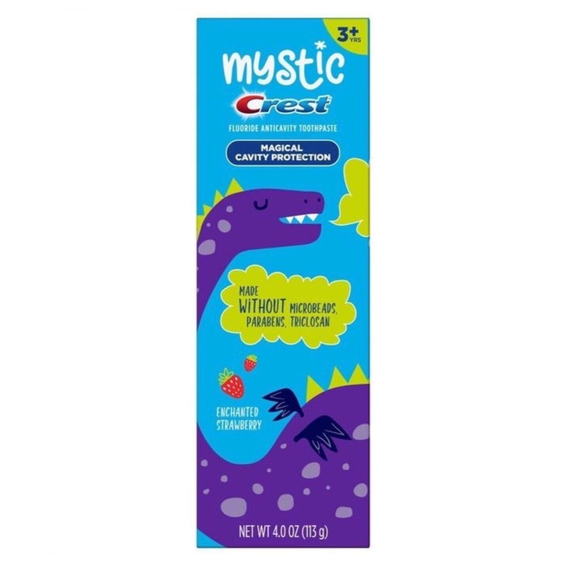 Pasta de Dinti pentru Copii, Crest, Mystic, Albirea Dintilor cu Fluor, Varsta 3+ Ani, Aroma Capsuni, 113gr