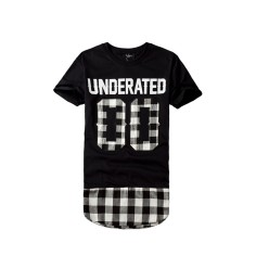 Tricou Barbati, Zamo®, Underated Black, cu Imprimeu Patrate, Lung, Negru cu Alb, Marimea M