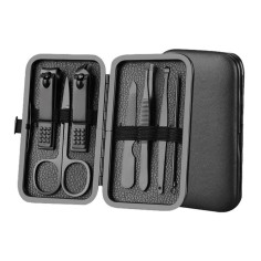 Trusa Manichiura si Pedichiura, Zamo®, Material Inoxidabil, Culoare Neagra, 10 Piese