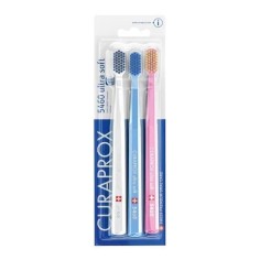 Set 3x Periute de Dinti Manuale, Curaprox, CS 5460, Ultra Soft, Alb, Albastru, Roz