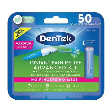 Set Solutie Analgezica, Dentek, Instant Relief, pentru Calmarea Durerilor din Urma Iritatiilor Bucale, 1x Solutie, 1x Aplicator,