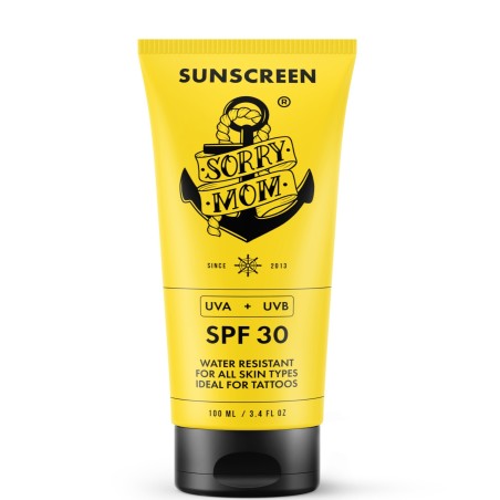 Lotiune Plaja, Sorry Mom, Tattoo Sunscreen, Actiune Protectoare si Rezistenta la Apa, SPF 30, 100ml