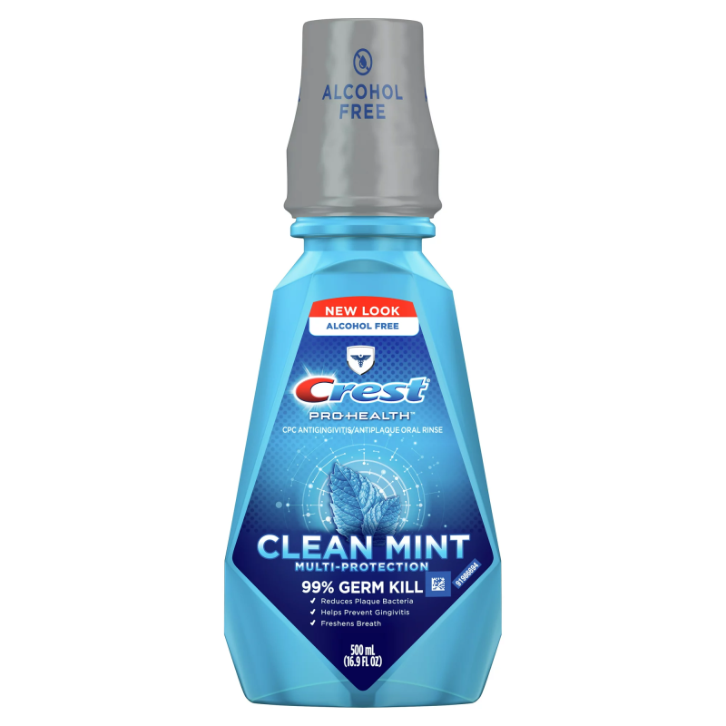 Apa de Gura, Crest, Pro-Health, Clean Mint, fara Alcool, Multi-Protectie, cu Clorura de Cetilpiridiniu, 500ml