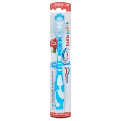 Periuta de Dinti pentru Copii, Aquafresh, Little Teeth, Personaj Rechin, Capac de Protectie, Peri Moi, 3-5 Ani, Culoare Albastra