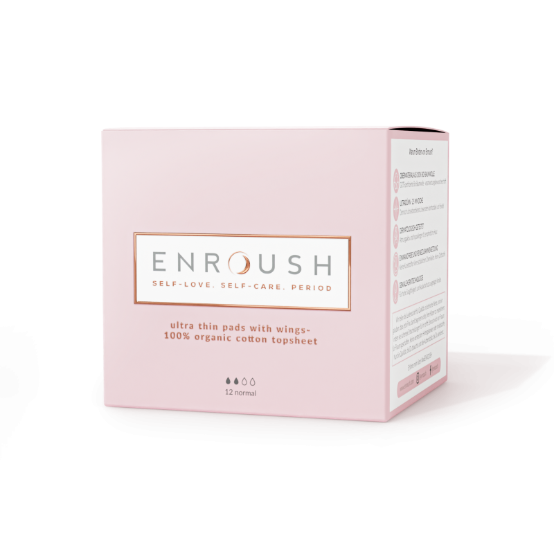 Absorbante, Enroush, Normal, Organice, PH Neutru, 100% Bumbac, Biodegradabile, Hipoalergenice, Absorbtie Medie, 12 buc