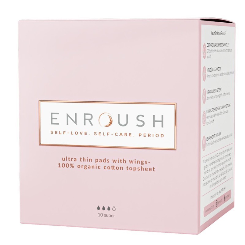 Absorbante, Enroush, Super, Organice, PH Neutru, 100% Bumbac, Biodegradabile, Hipoalergenice, Absorbtie Ridicata, 10 buc