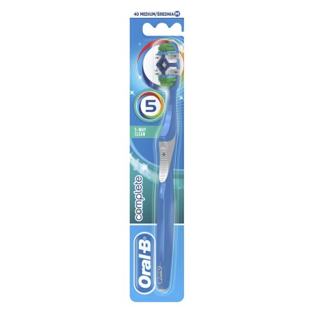 Periuta de Dinti, Oral-B, 5 Way Clean, Complete, Multi-Protectie, Medium, Culoare Bleu