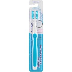 Periuta de Dinti Clasica, Zamo®, Better Toothbrush, pentru Curatare dar si Masarea Gingiilor, Peri Medii, Culoare Albastra