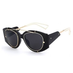 Ochelari de Soare, Zamo®, Steampunk Burning Man, Protectie UV400, Model Clubmaster, Rama Neagra, Lentile Negre