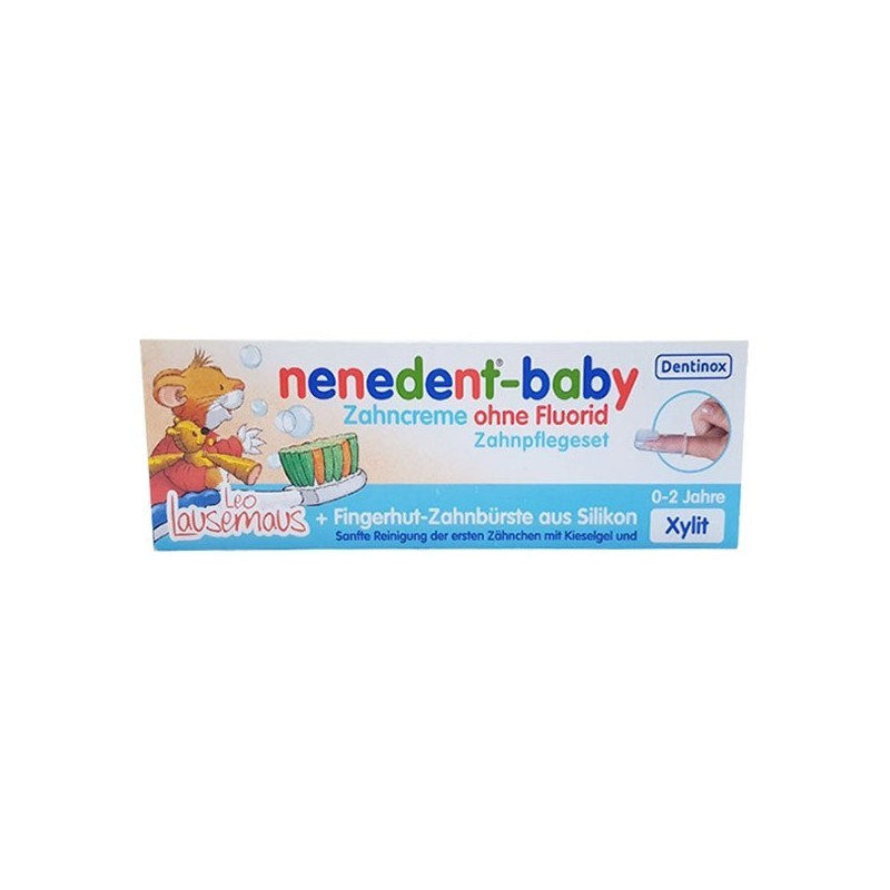 Set Pasta de Dinti si Periuta pentru Copii, Dentinox, Nenedent, fara Fluor, Fara Zahar, Impotriva Cariilor, Model Soarece, 0-2 A