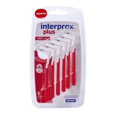 Set of 6 Interdental Brushes, Dentaid, Interprox Plus, Angle L 90°, Conical Shape, Red Color, ISO 0.8-1.0mm