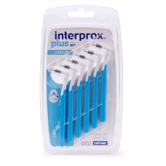 Set of 6 Interdental Brushes, Dentaid, Interprox Plus, Angle L 90°, Conical Shape, Blue Color, ISO 1.3-1.5mm