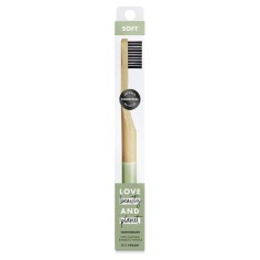 Periuta de Dinti, Love Beauty and Planet, din Lemn si Fibre de Bambus, Biodegradabila, Vegan Friendly, Soft, Verde