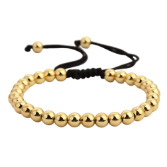 Bratara Barbati, Zamo®, Gold Beads, din Margele Aurii si Snur Negru