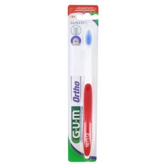 Periuta de Dinti Manuala, Gum, Ortho Travel 124, pentru Igienizarea Aparatelor Ortodontice, Rosie
