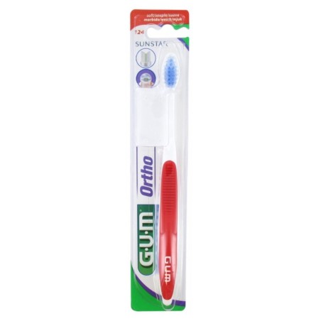 Periuta de Dinti Manuala, Gum, Ortho Travel 124, pentru Igienizarea Aparatelor Ortodontice, Rosie